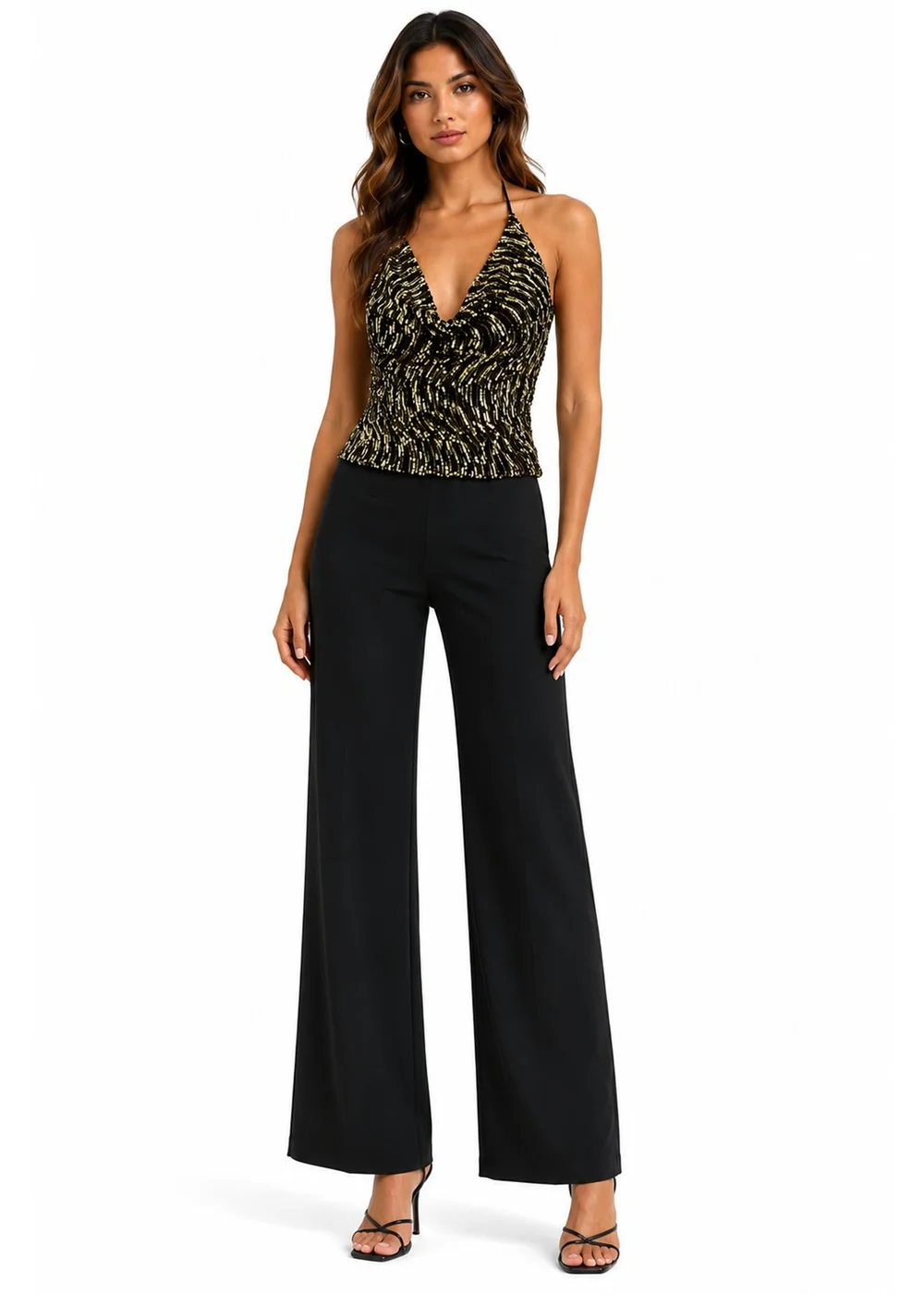 Gini London Gold Cowl Neck Sequin Top - 6 Image 1