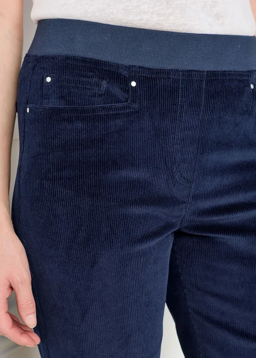 Cotton Traders Navy Premium Pull On Cord Trousers - 14/L27 Image 4