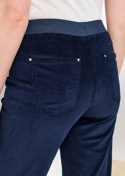Cotton Traders Navy Premium Pull On Cord Trousers - 14/L27 Image 3