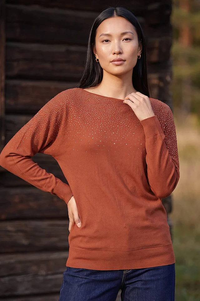 Roman Rust Batwing Hotfix Knit Jumper