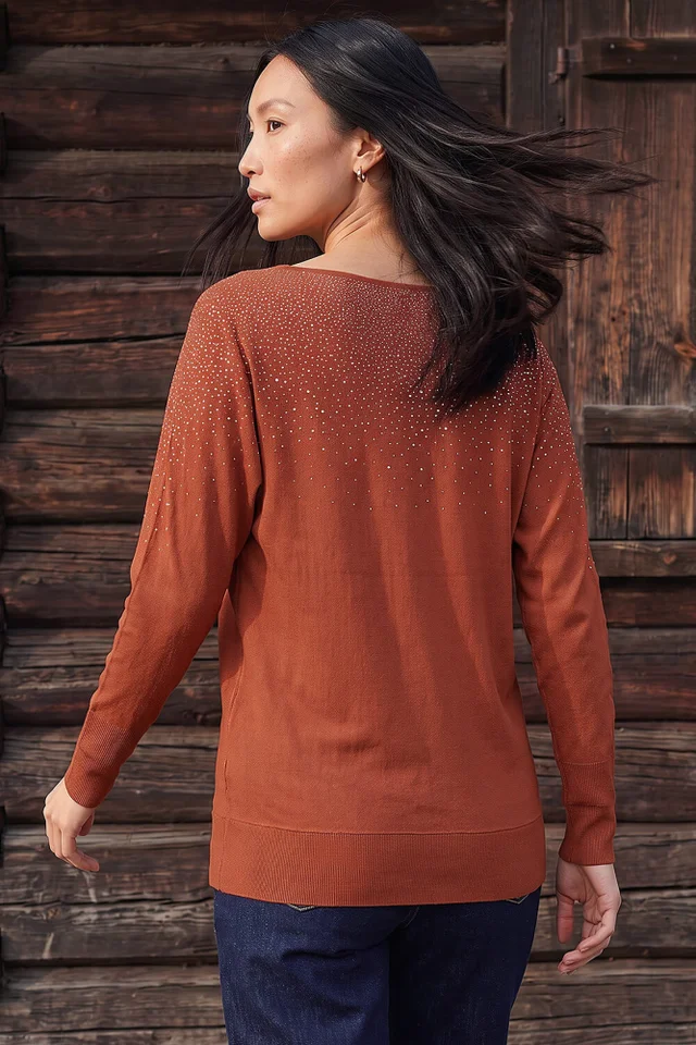 Roman Rust Batwing Hotfix Knit Jumper