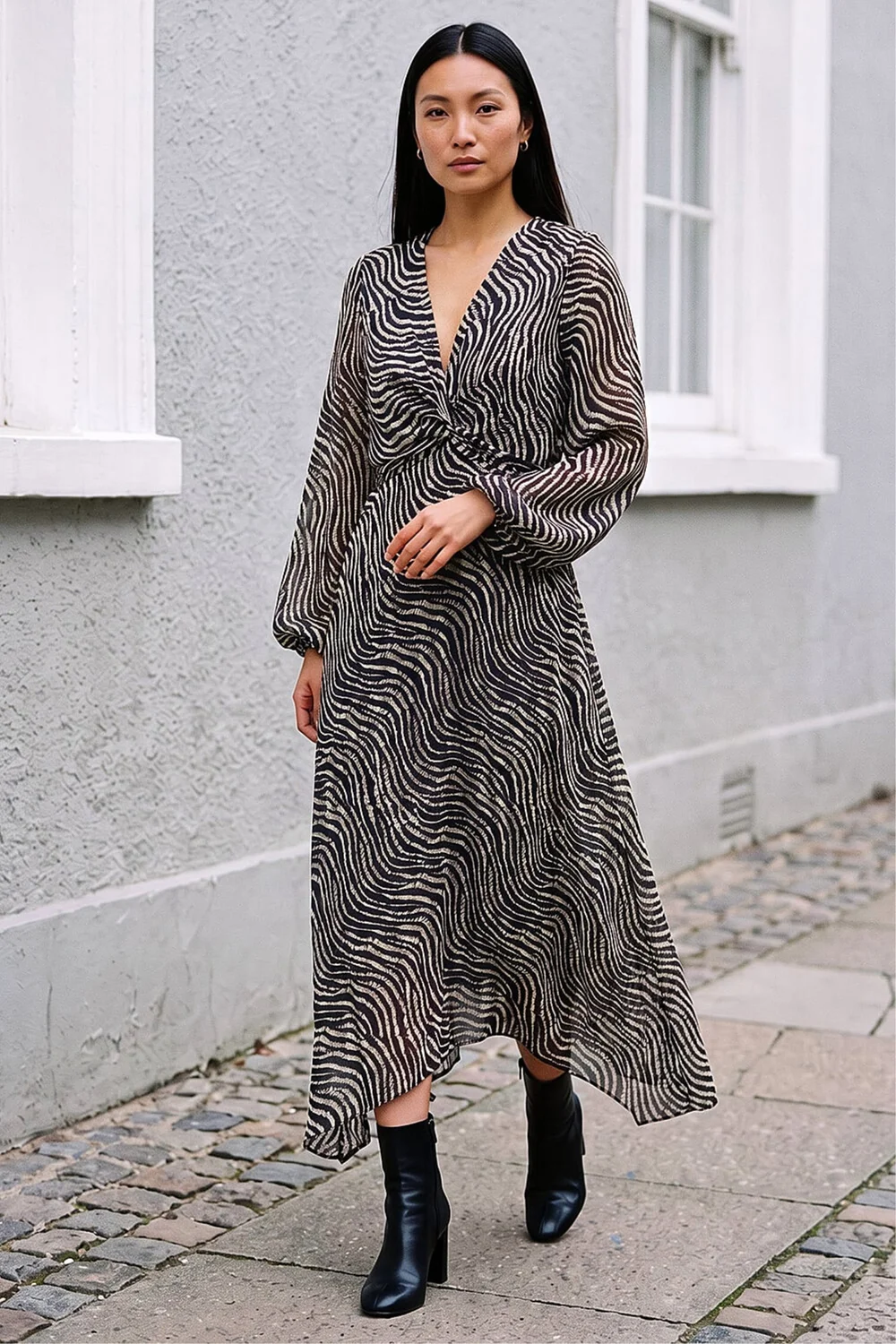 Roman Black Animal Twist Front Dress - 20 Image 2