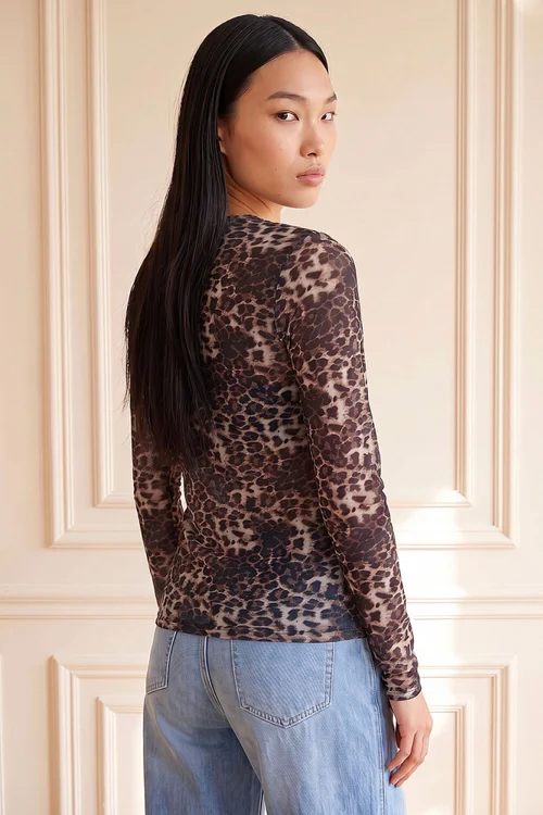 Dusk Chocolate Animal Mesh Top - 10 Image 2