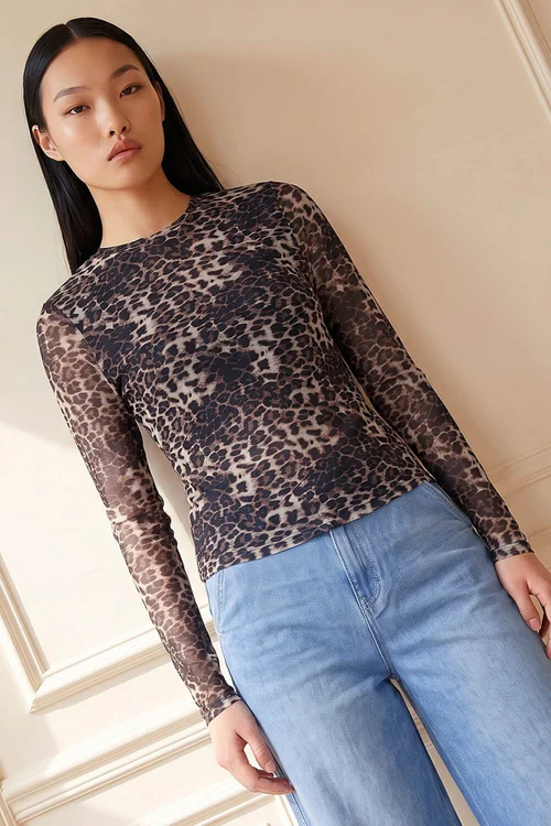 Dusk Chocolate Animal Mesh Top - 10 Image 3
