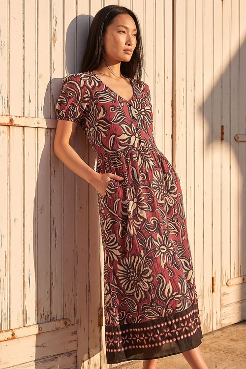 Roman Copper Border Print Dress - 14 Image 1