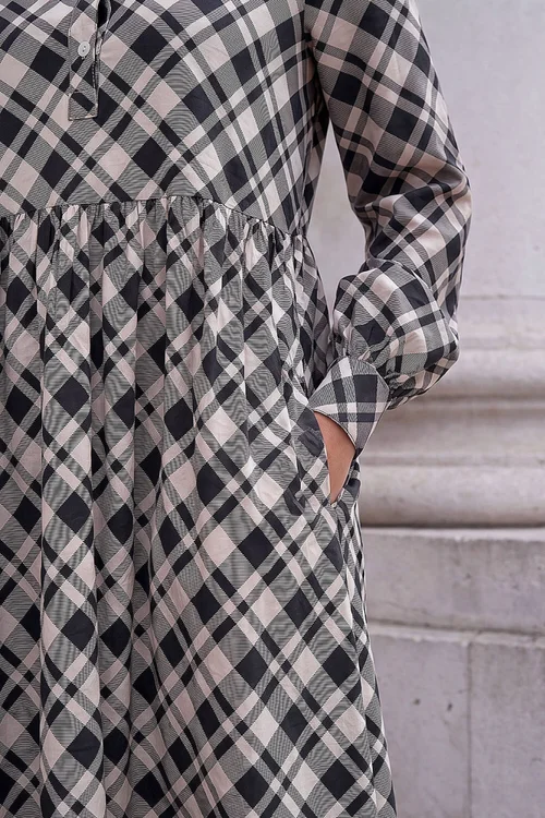 Roman Ivory Check Midi Shirt Dress - 18 Image 4