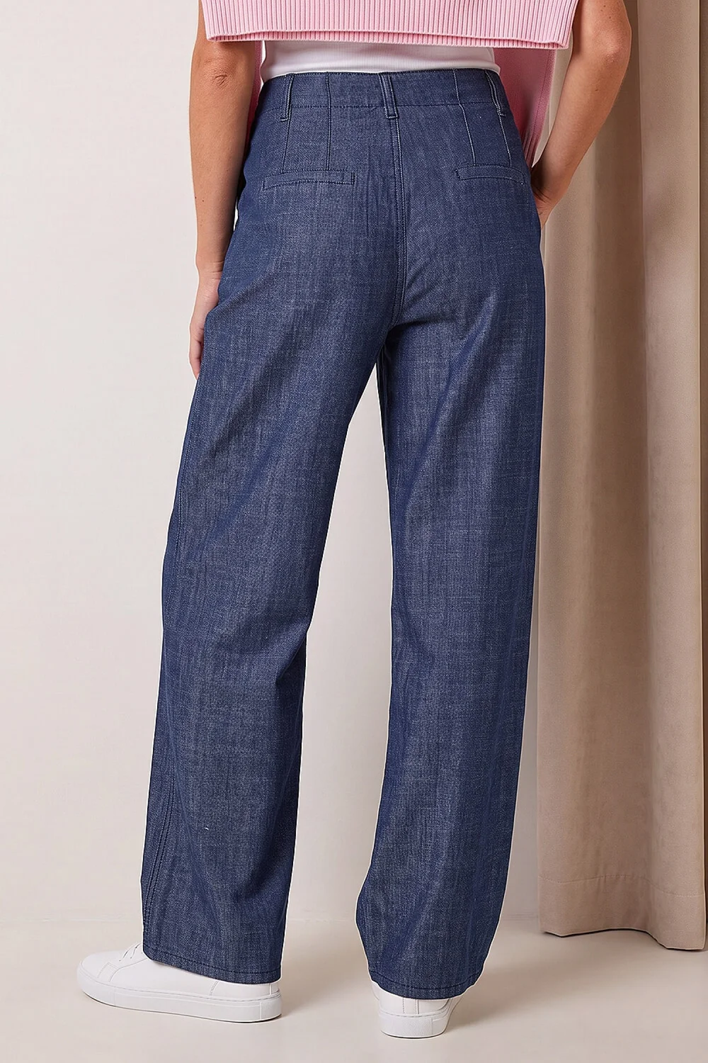 Roman Denim Cotton Wide Leg Pleat Jean - 10 Image 3