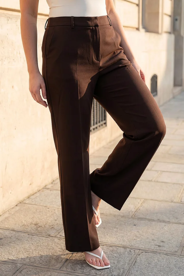 Roman Dark Brown Curve Full Length Bootcut Trouser