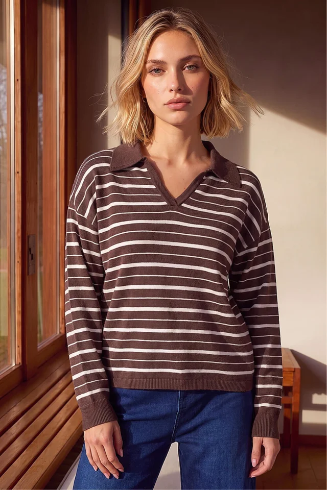 Dusk Chocolate Stripe Knit Jumper