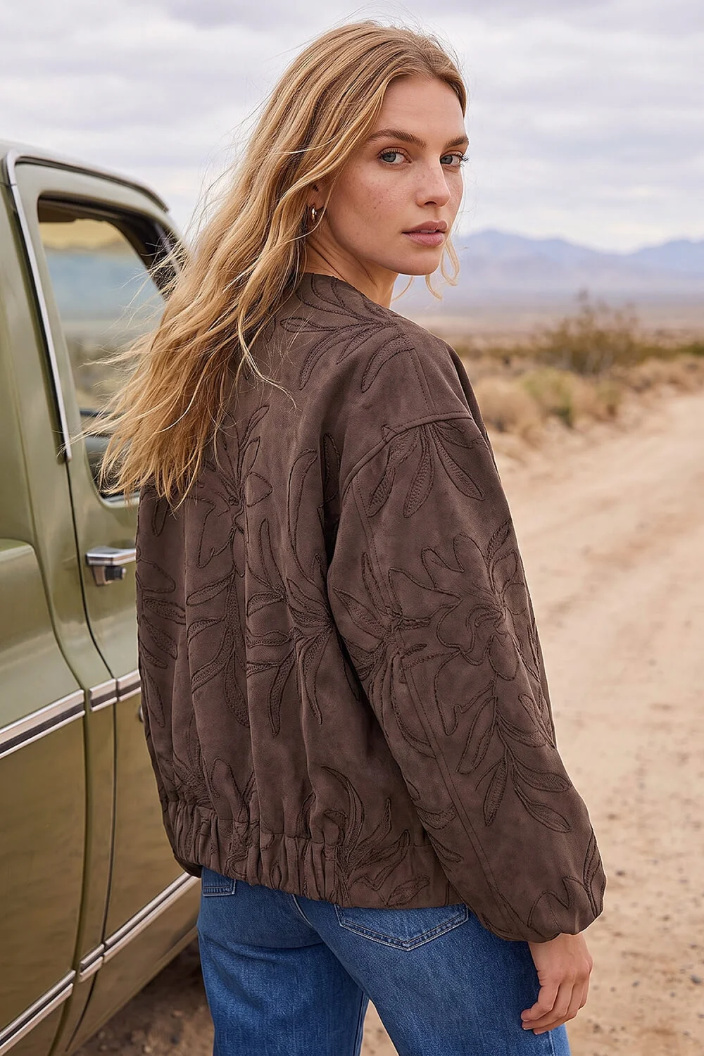 Roman Brown Embroidered Bomber Jacket - 10 Image 2