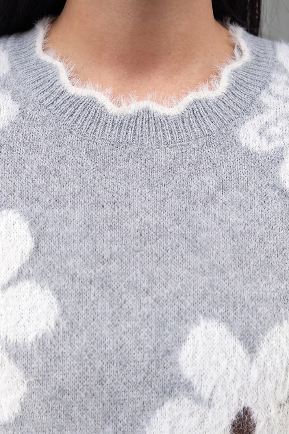 Roman Grey Fluffy Floral Knit Jumper - 16 Image 4