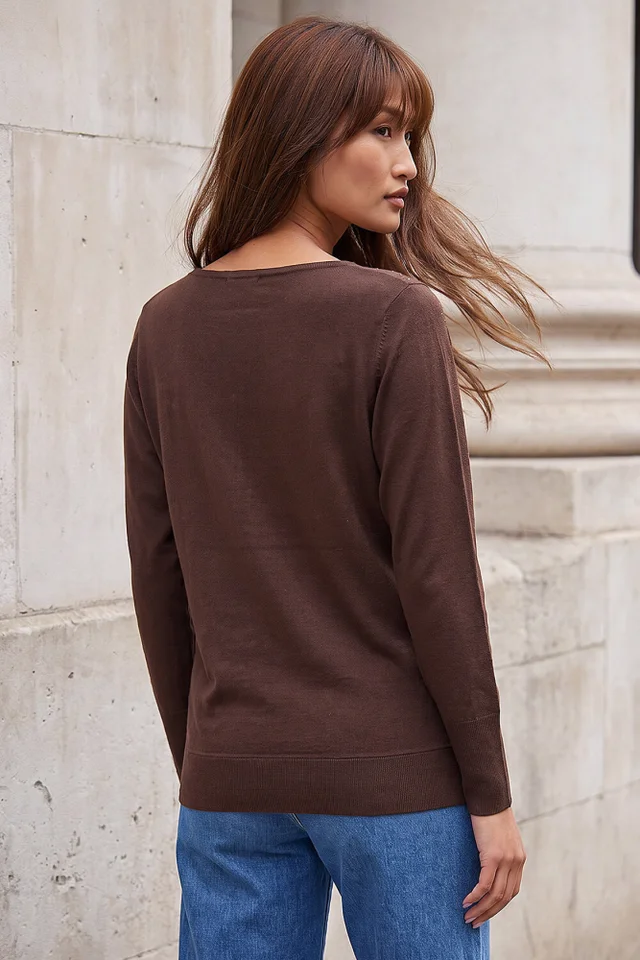 Roman Chocolate Floral Sparkle Hotfix Knit Jumper