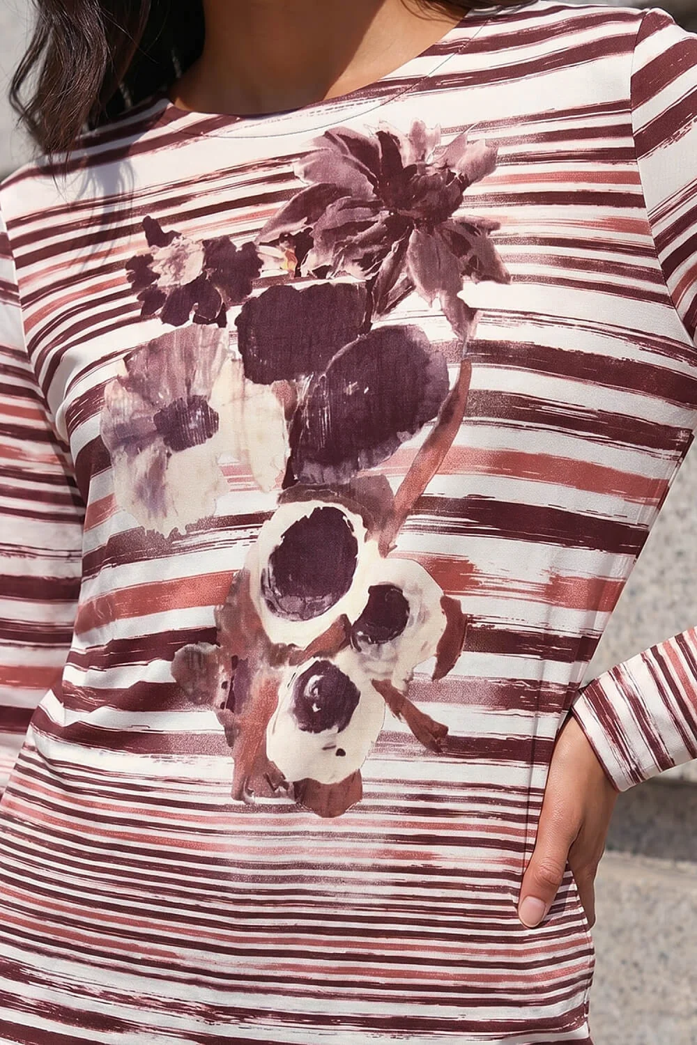 Roman Rust Floral Stripe Print Top - 14 Image 4