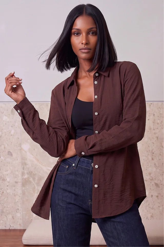 Dusk Chocolate Collared Shirt