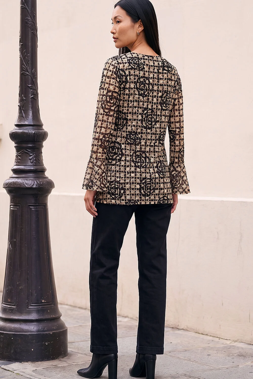 Roman Natural Floral Printed Lace Stretch Top - 18 Image 3