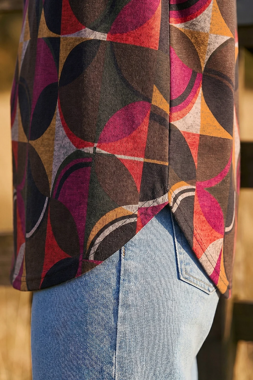 Roman Rust Geo Print Stretch Jersey Top - 12 Image 4