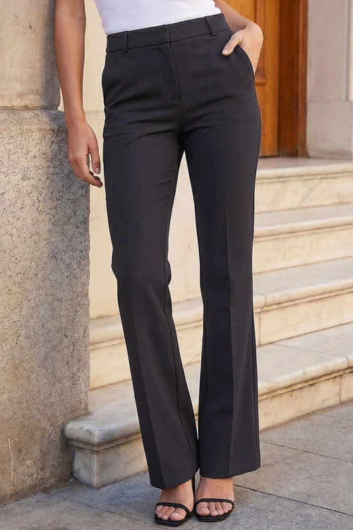 Roman Charcoal Long Bootcut Stretch Trousers - 14 Image 2
