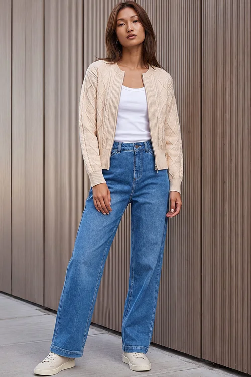 Roman Ivory Knitted Cable Bomber - 16 Image 3