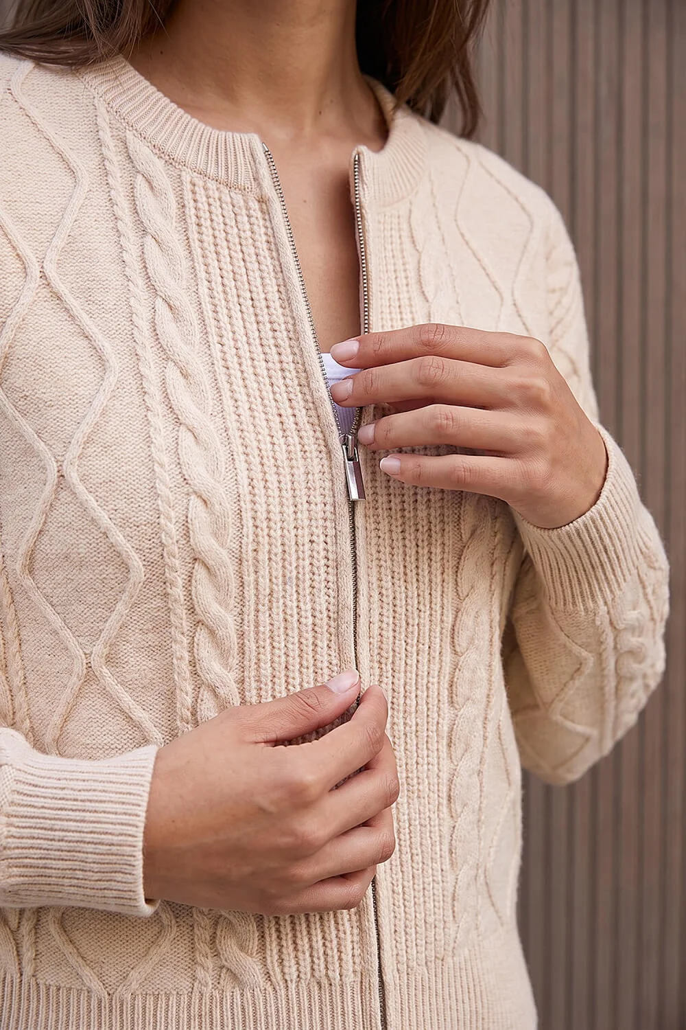 Roman Ivory Knitted Cable Bomber - 16 Image 4