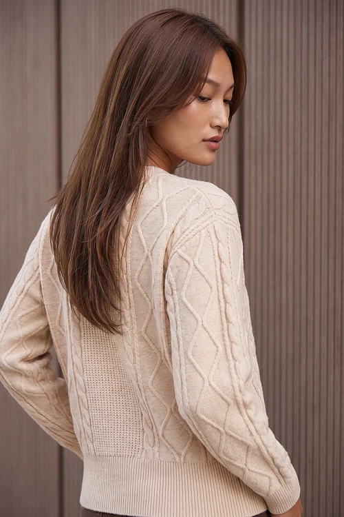 Roman Ivory Knitted Cable Bomber - 16 Image 2