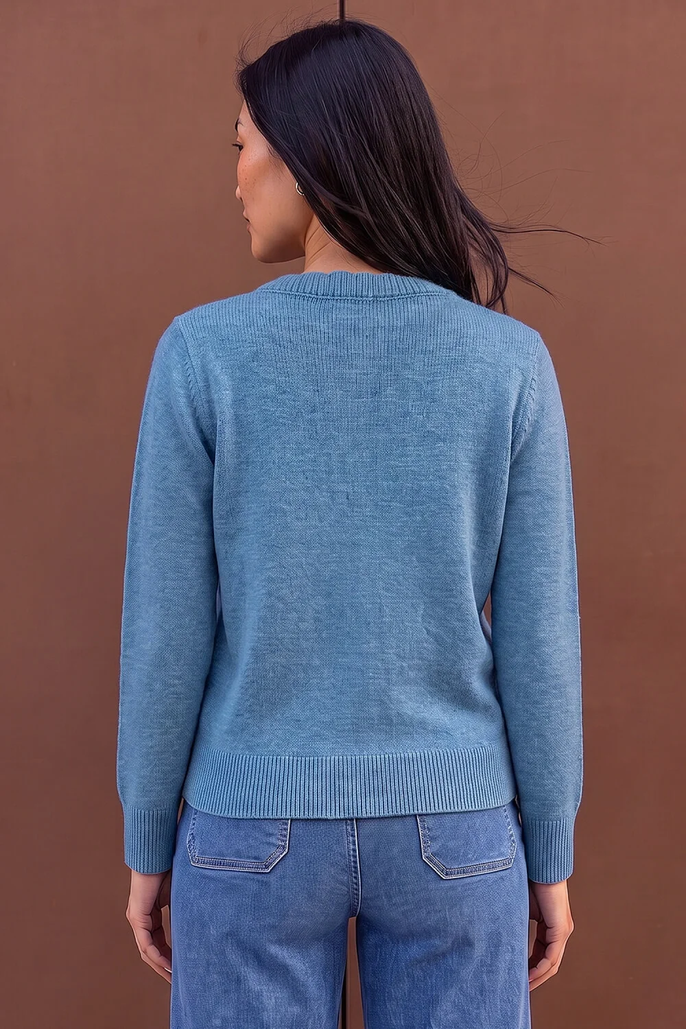 Roman Blue Heart Stitch Knit Cardigan - 12 Image 3