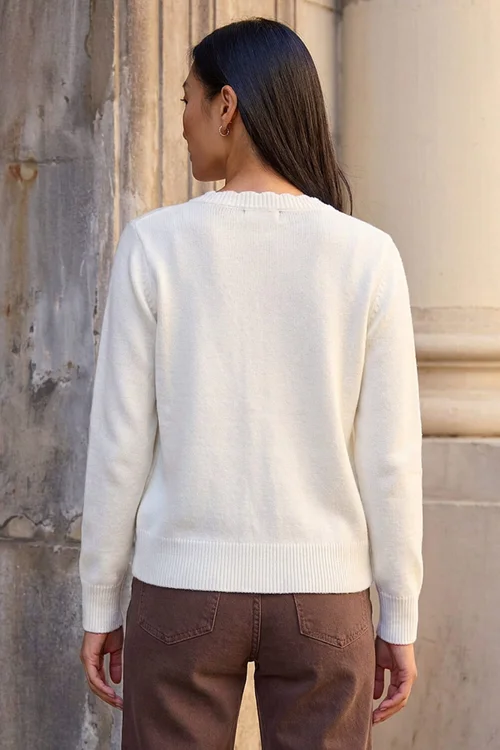 Roman Ivory Heart Stitch Knit Cardigan - 16 Image 2