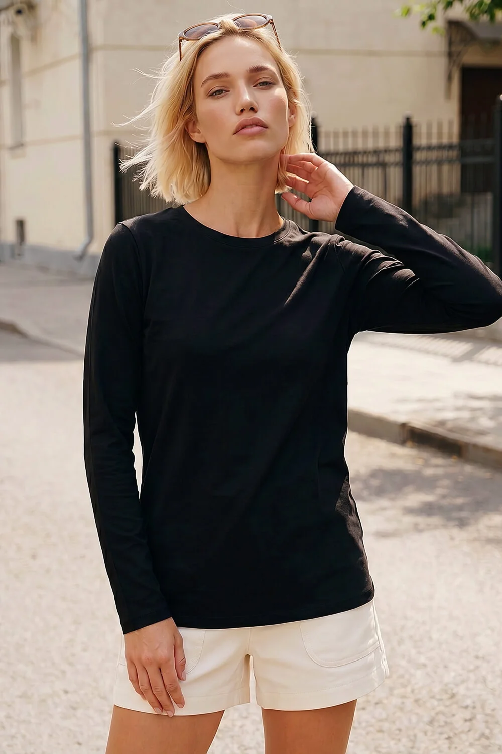 Roman Black Long Sleeve Jersey Top - 12 Image 1