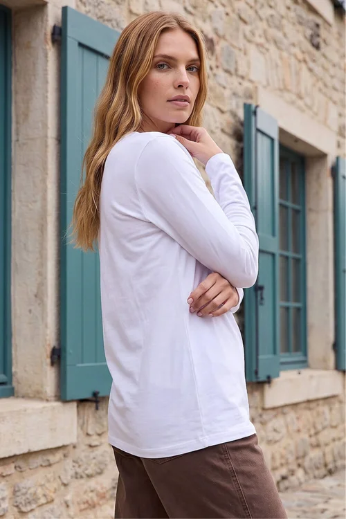 Roman White Long Sleeve Jersey Top - 20 Image 3