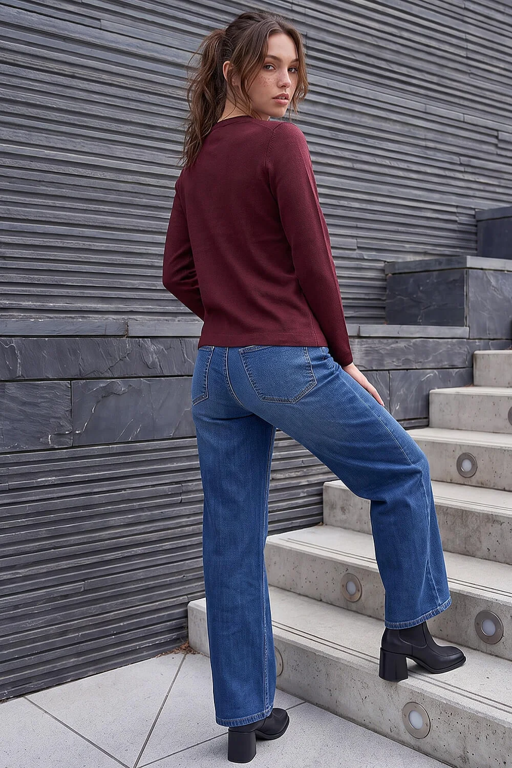 Roman Wine Petite Button Jumper - 14 Image 3