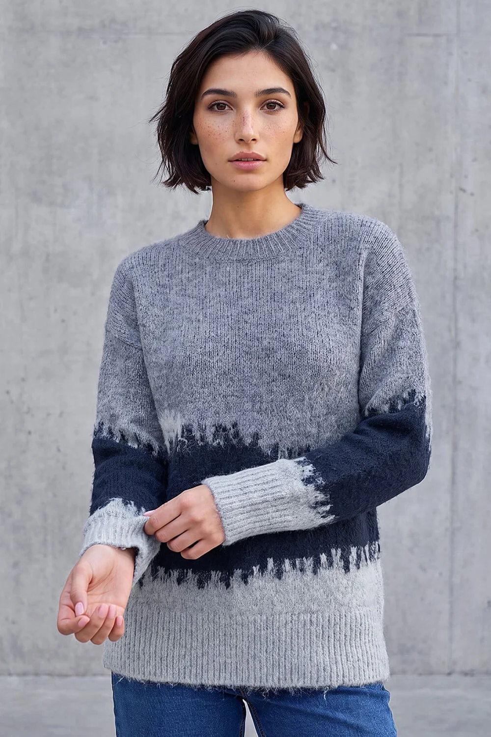 Roman Navy Petite Abstract Knit Jumper - 18 Image 1
