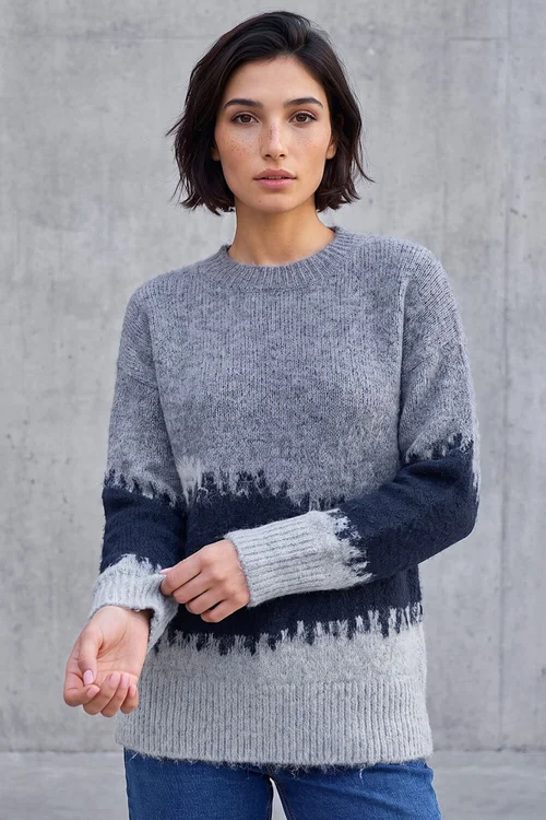 Roman Navy Petite Abstract Knit Jumper - 18 Image 1