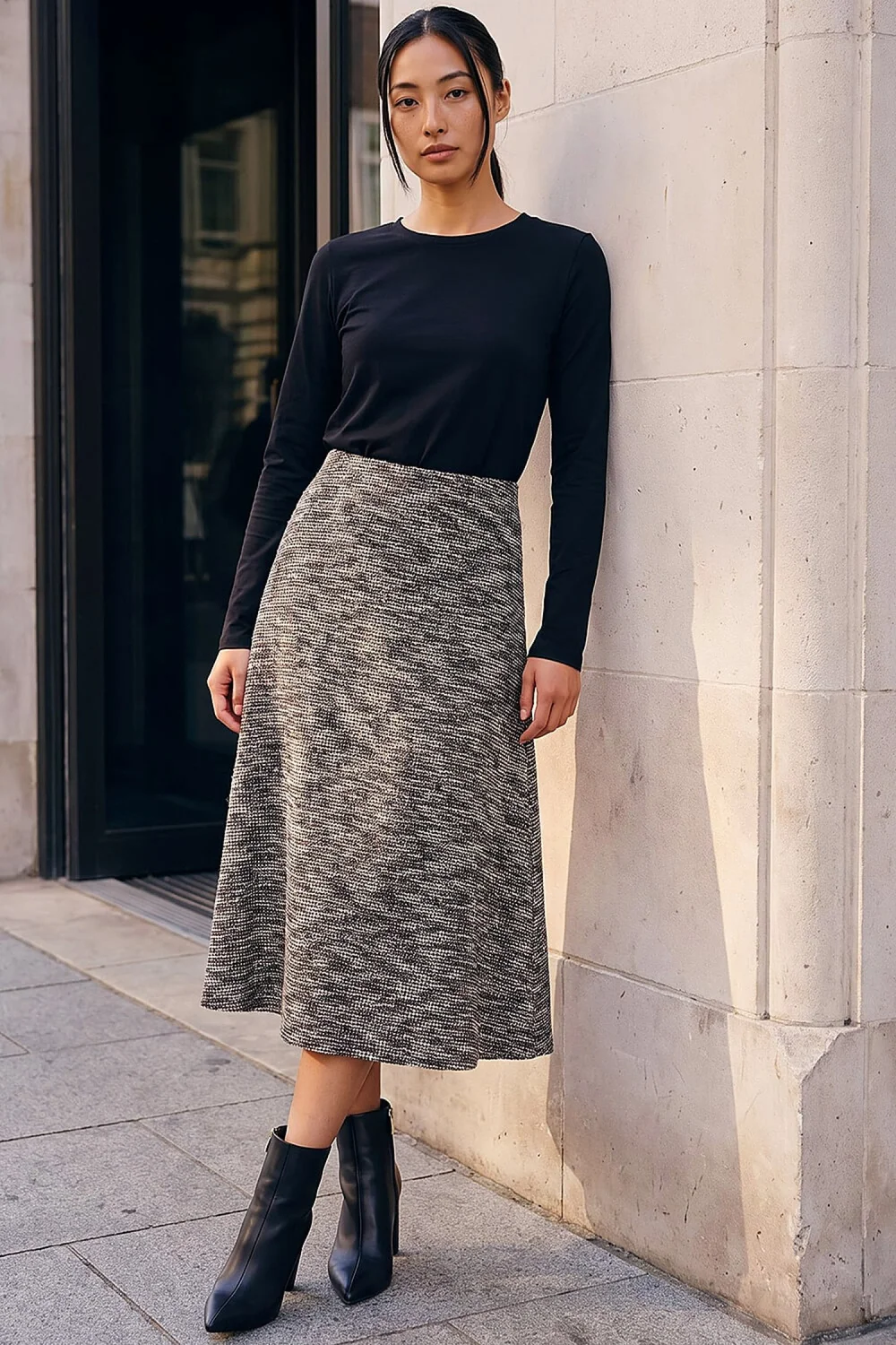 Roman Chocolate Petite Boucle A-Line Midi Skirt - 12 Image 2