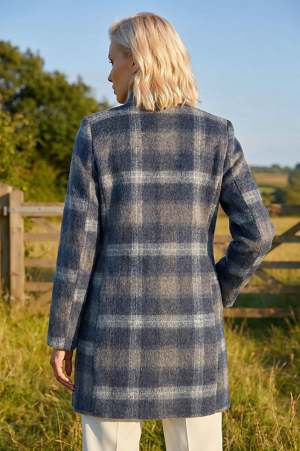 Roman Navy Petite Check Coat - 14 Image 2