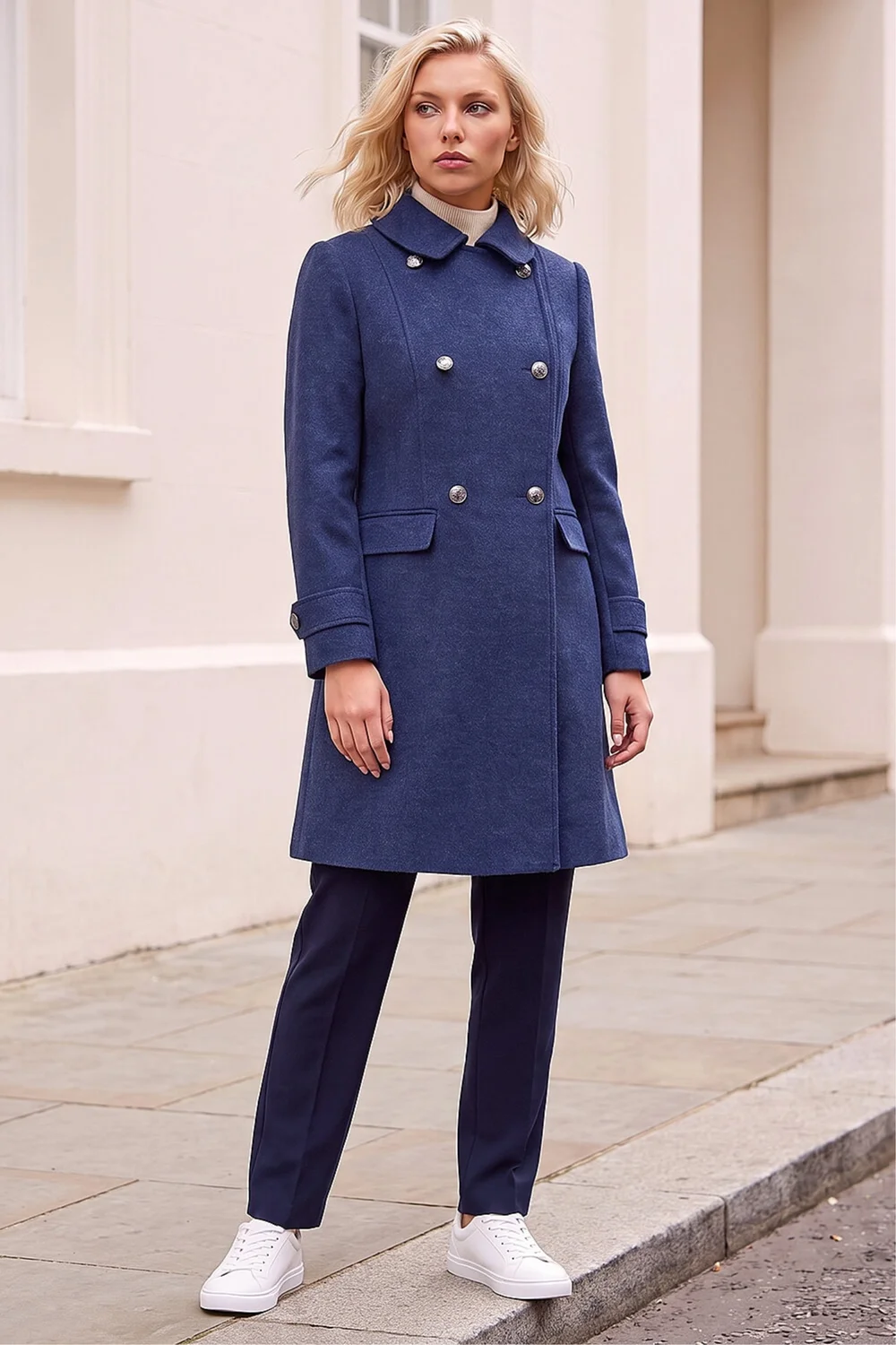 Roman Denim Petite Double Breasted Military Coat - 14 Image 3