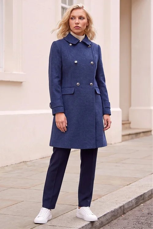 Roman Denim Petite Double Breasted Military Coat - 14 Image 3