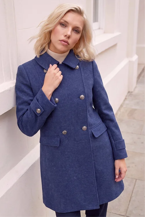 Roman Denim Petite Double Breasted Military Coat - 14 Image 2