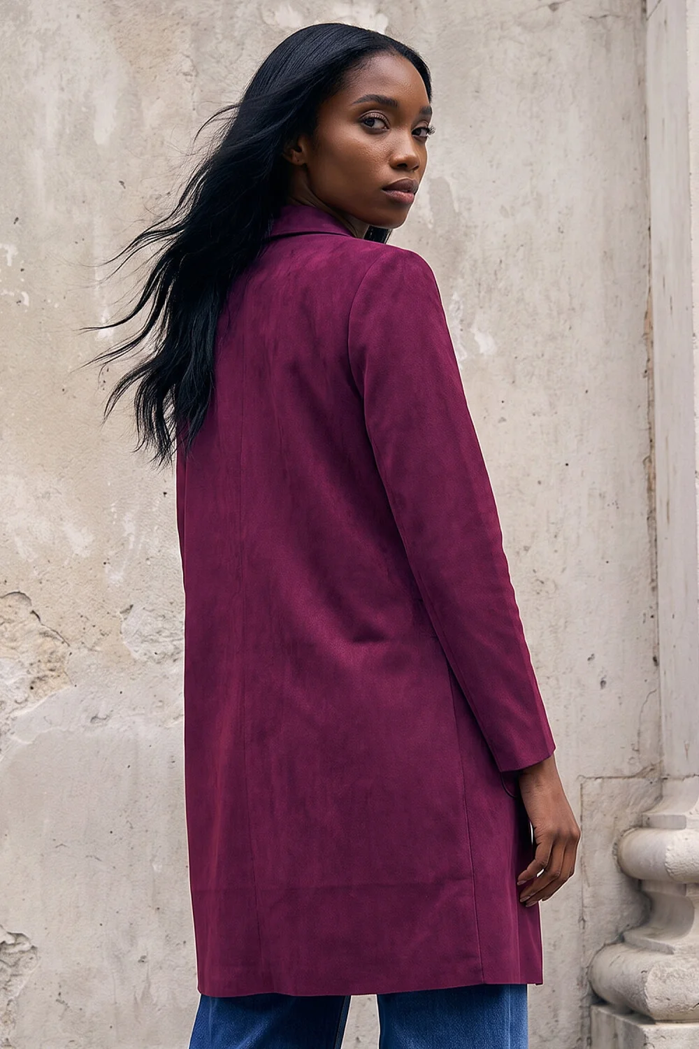Roman Wine Petite Faux Suede Pocket Jacket - 18 Image 3