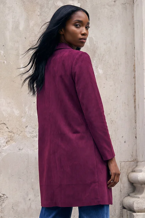 Roman Wine Petite Faux Suede Pocket Jacket - 18 Image 3