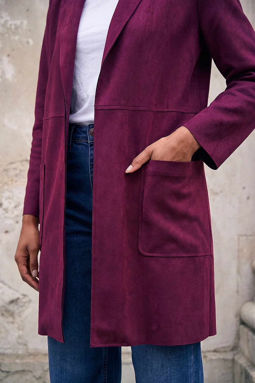 Roman Wine Petite Faux Suede Pocket Jacket - 18 Image 4