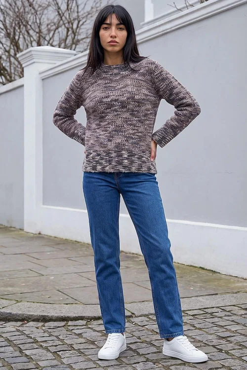 Roman Taupe Petite Contrast Knitted Jumper - 16 Image 3