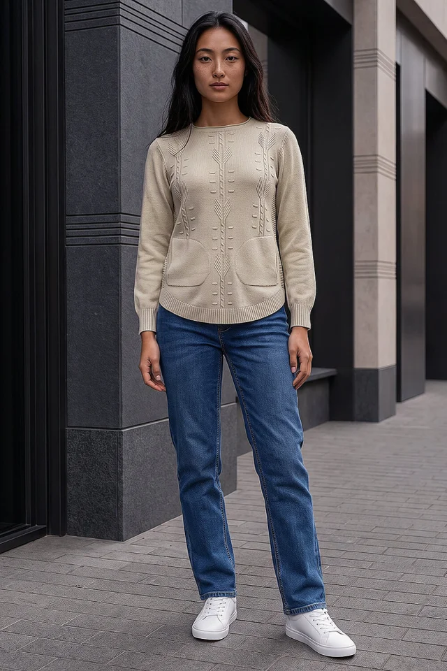 Roman Stone Petite Cable Knit Pocket Jumper