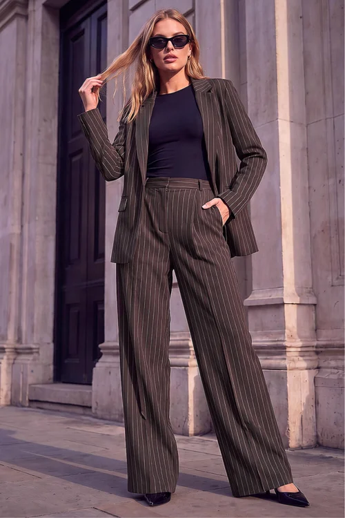 Roman Chocolate Pinstripe Trouser - 16 Image 4