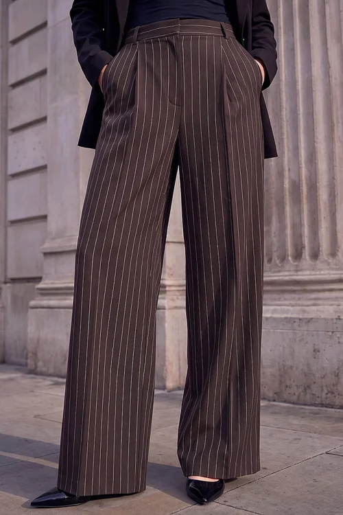 Roman Chocolate Pinstripe Trouser - 16 Image 2