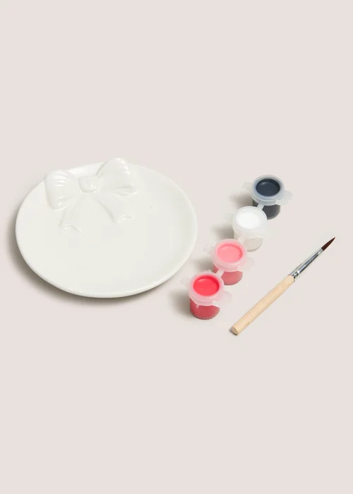 White Bow Paint Your Own Trinket Dish Image 2