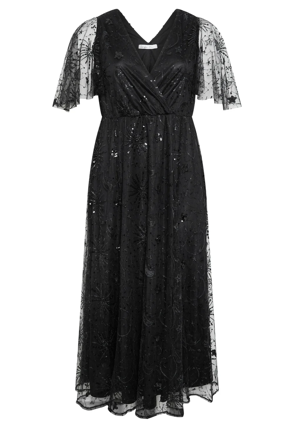 Yours London Curve Black Celestial Sequin Maxi Dress - 18 Image 5