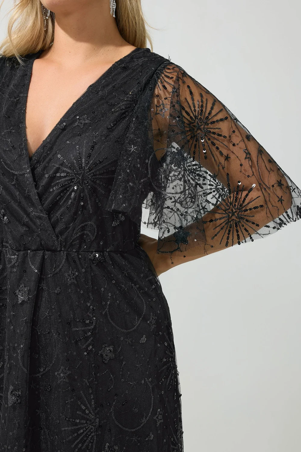 Yours London Curve Black Celestial Sequin Maxi Dress - 18 Image 4