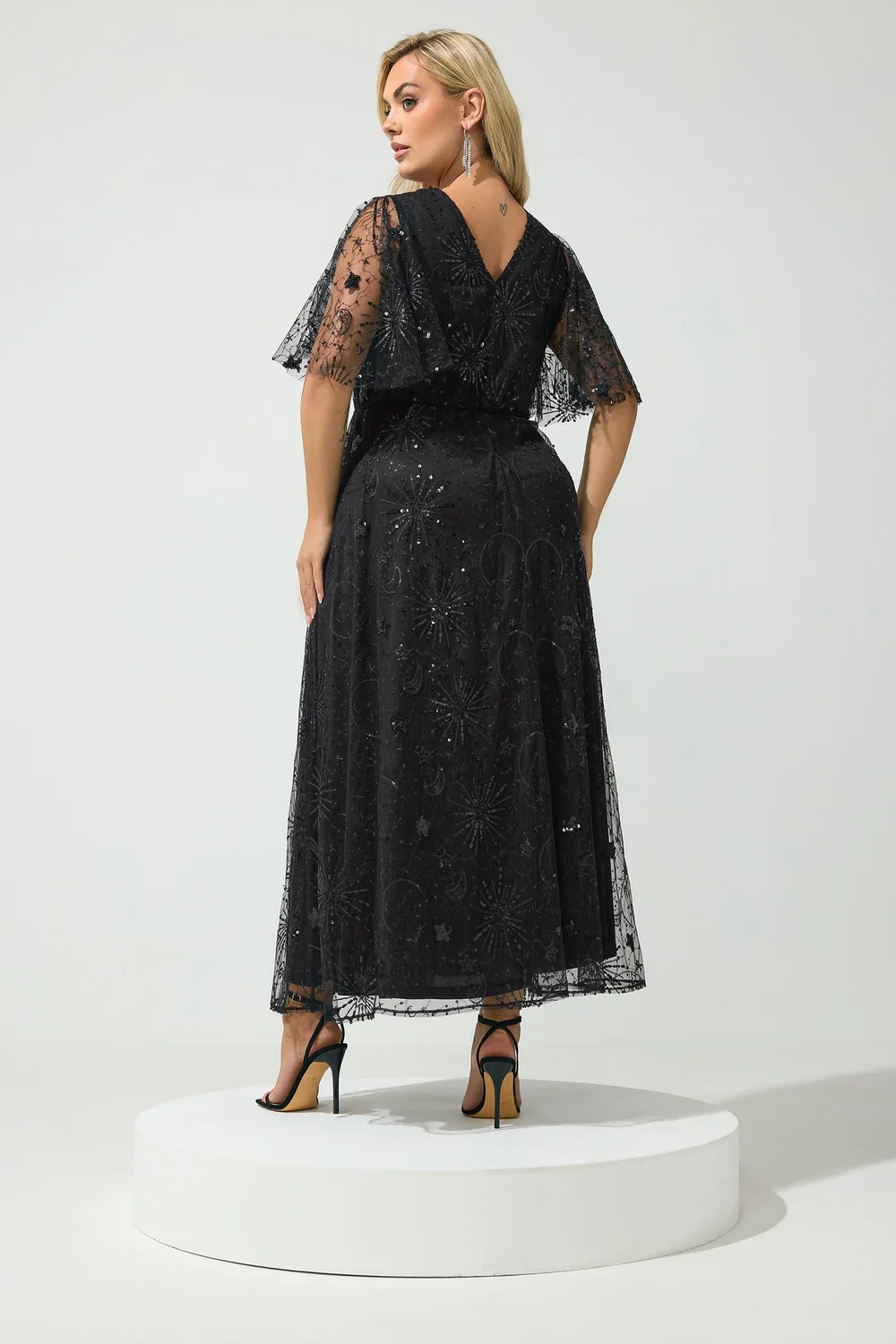 Yours London Curve Black Celestial Sequin Maxi Dress - 18 Image 3