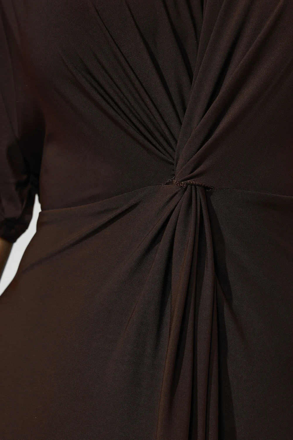 YOURS LONDON Curve Chocolate Brown Knot Front Dress - 22 Image 5