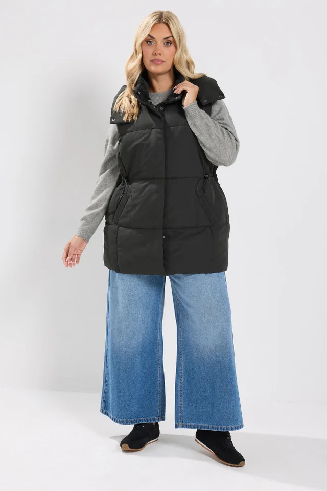Yours Curve Black Short Padded Gilet
