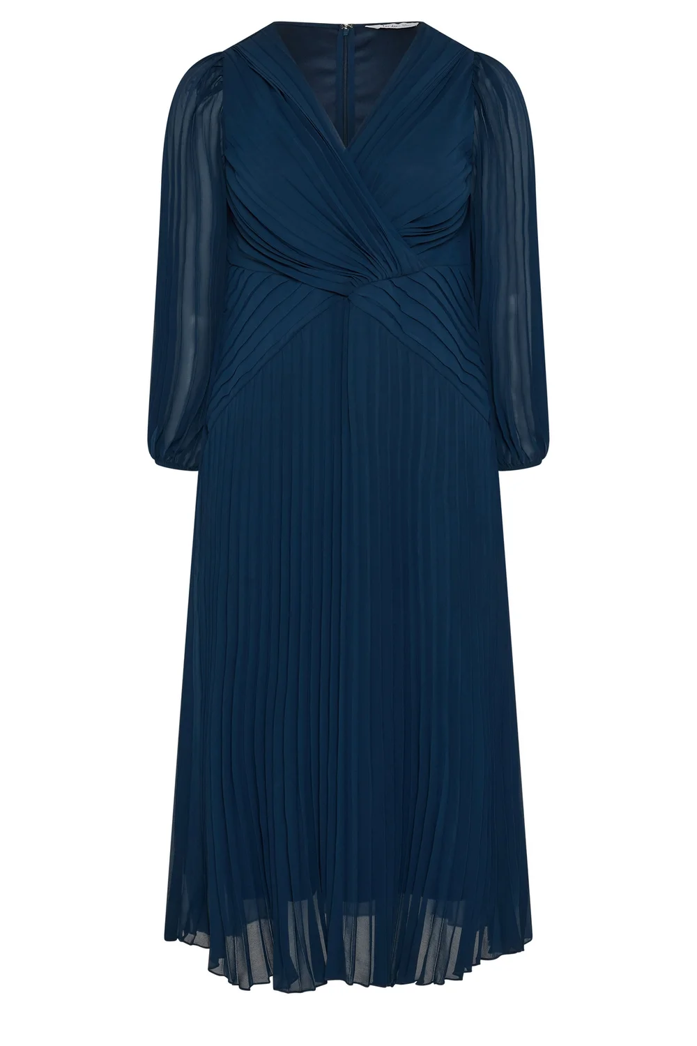Yours London Curve Navy Blue Pleated Dress - 22 Image 5